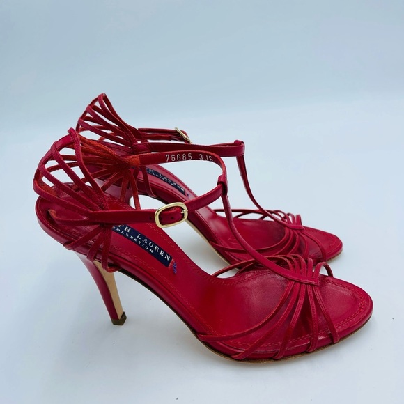 Ralph Lauren Purple Label Multi T-strap Heels Red 5.5 - Picture 3 of 10